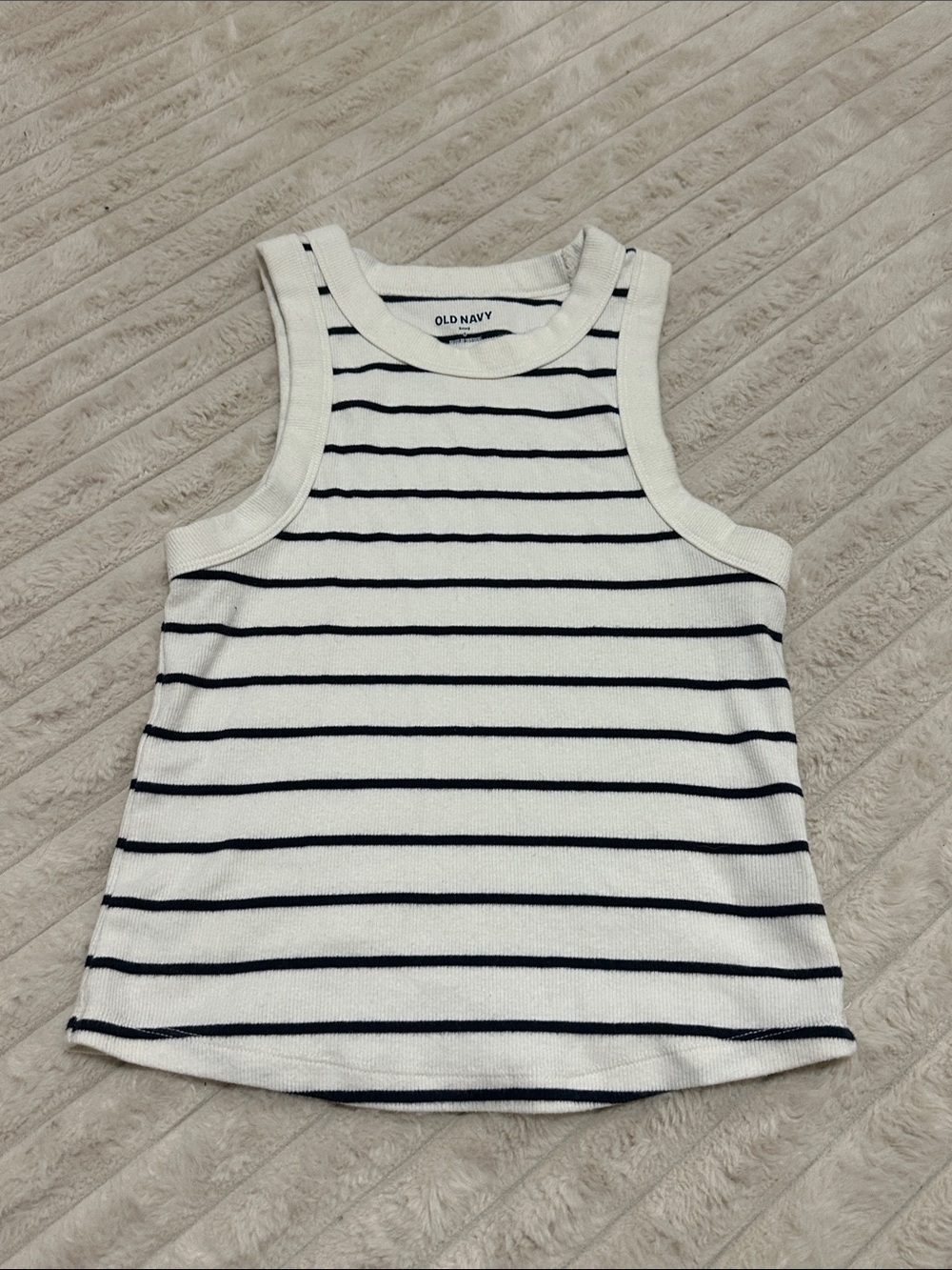 Old Navy White Tank Top with Navy Stripes